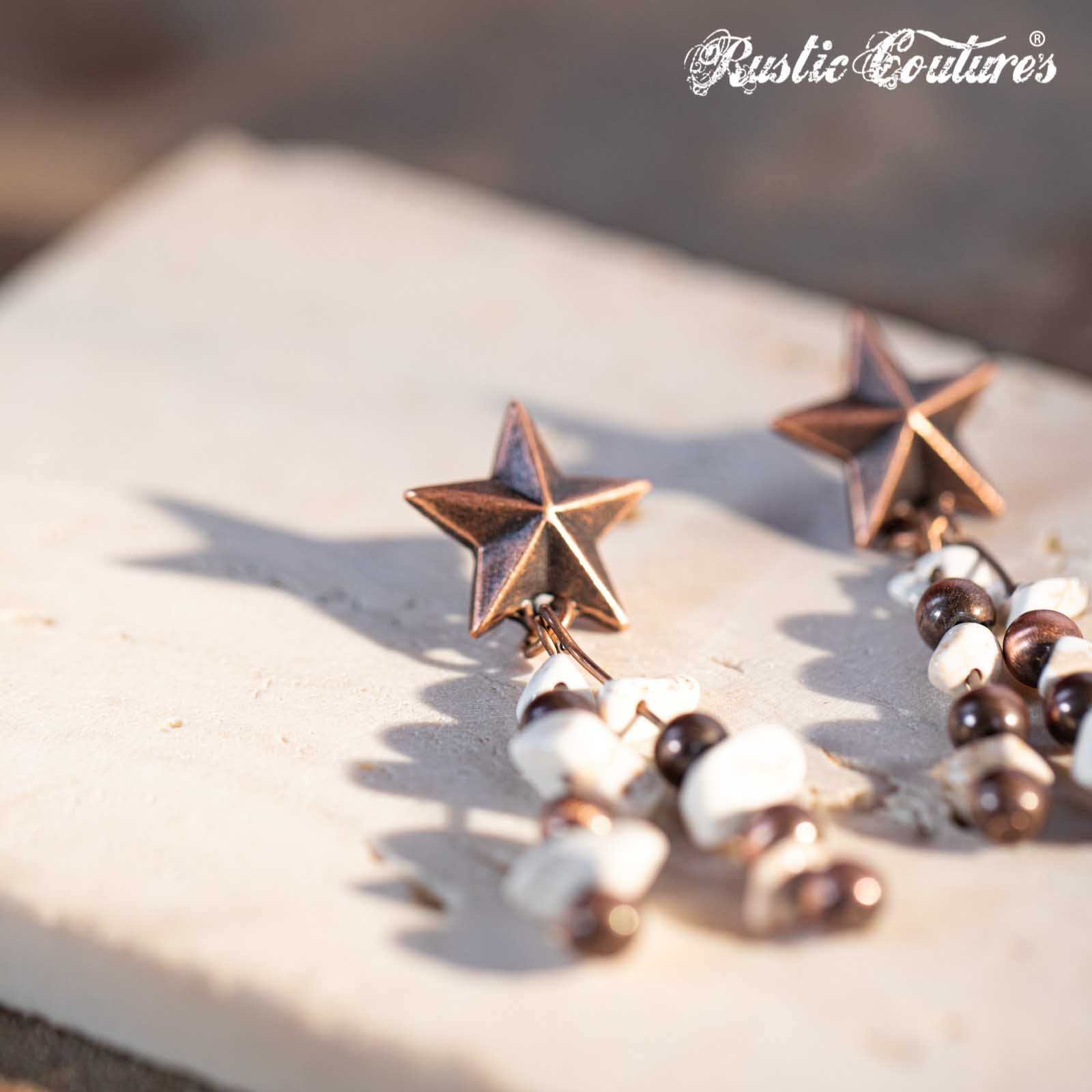 Rustic Couture's Chip Stone with Top Star Stud Earring