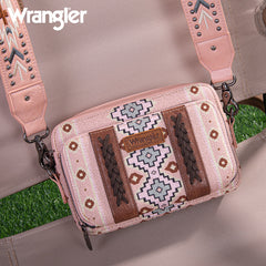 Wrangler Aztec Printed Crossbody Purse-Pink