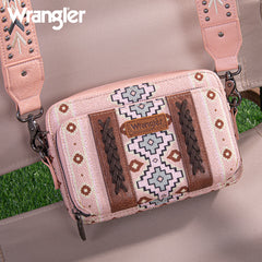 Wrangler Aztec Printed Crossbody Purse-Pink