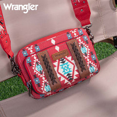 Wrangler Aztec Printed Crossbody Purse-Red