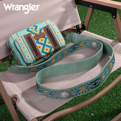 Wrangler Aztec Printed Crossbody Purse-Green