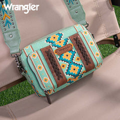 Wrangler Aztec Printed Crossbody Purse-Green