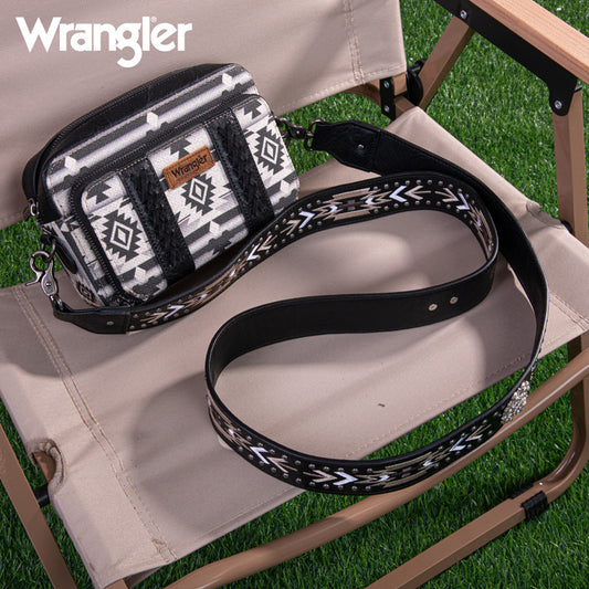 Wrangler Aztec Printed Crossbody Purse-Black