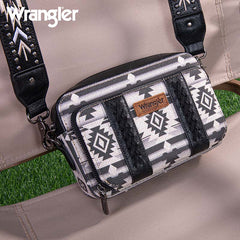 Wrangler Aztec Printed Crossbody Purse-Black