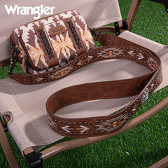 Wrangler Aztec Printed Crossbody Purse-Light Coffee