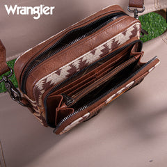 Wrangler Aztec Printed Crossbody Purse-Light Coffee