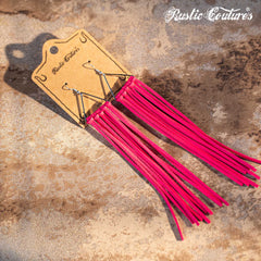 Rustic Couture's Leather Fringe on Gold Triangle Dangle Hook Earring