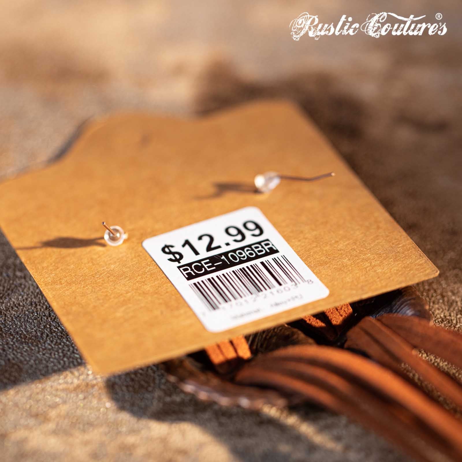 Rustic Couture's Sterling Concho Leather Fringe Dangle Hook Earring