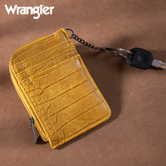 Wrangler Croc Print Mini Zip Card Case - Mustard