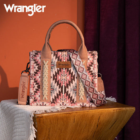 Wrangler Aztec Embroidered Whipstitch Canvas Mini Tote Bag