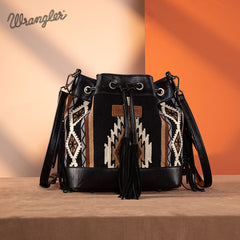 Wrangler Aztec Print Knitted Crossbody Bucket Bag