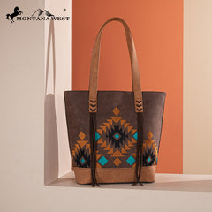 Montana West Aztec Embroidered Tote Bag Set