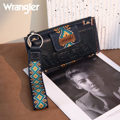 WG139-W013 Wrangler Aztec Print Bi-Fold Wallet Wristlet