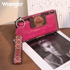 WG139-W013 Wrangler Aztec Print Bi-Fold Wallet Wristlet