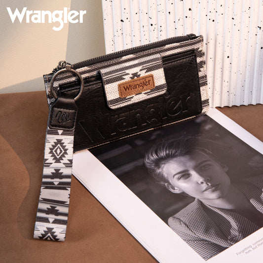 WG139-W013 Wrangler Aztec Print Bi-Fold Wallet Wristlet