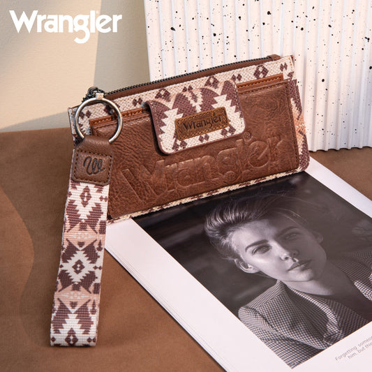 WG139-W013 Wrangler Aztec Print Bi-Fold Wallet Wristlet