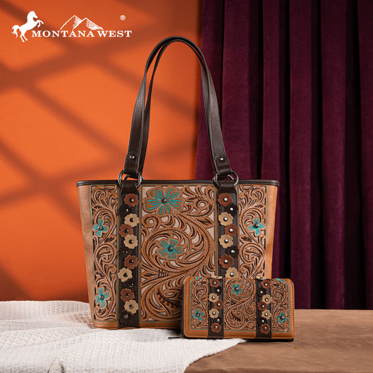 Montana West Embroidered Floral Cut-out Tote Bag