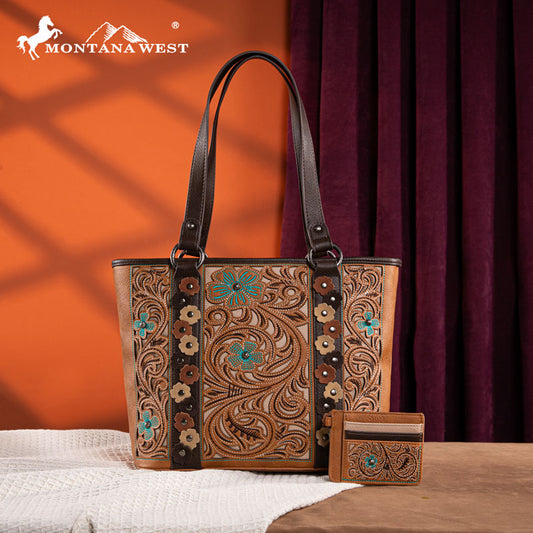 Montana West Embroidered Floral Cut-out Tote Bag