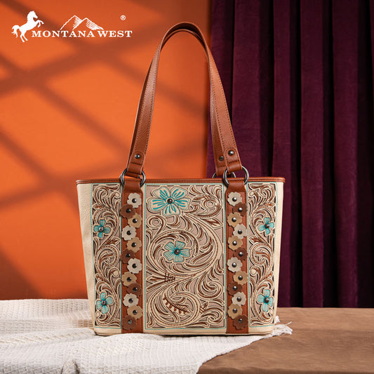 Montana West Embroidered Floral Cut-out Tote Bag