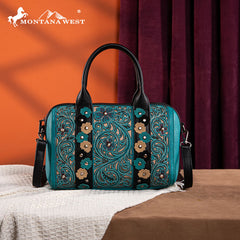 Montana West Embroidered Floral Cut-out Duffle Bag Set