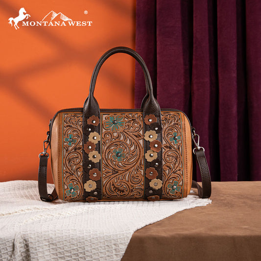 Montana West Embroidered Floral Cut-out Duffle Bag Set