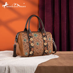 Montana West Embroidered Floral Cut-out Duffle Bag Set