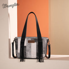 Wrangler Denim-textured Color-block Shoulder Bag