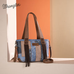 Wrangler Denim-textured Color-block Shoulder Bag