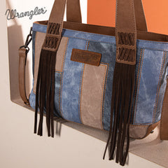 Wrangler Denim-textured Color-block Shoulder Bag