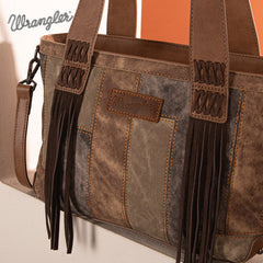 Wrangler Denim-textured Color-block Shoulder Bag