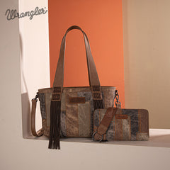 Wrangler Denim-textured Color-block Shoulder Bag