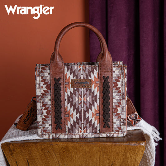 Wrangler Aztec Embroidered Whipstitch Canvas Mini Tote Bag