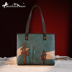 Montana West Cactus Embroidered Tote Bag Set