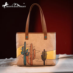 Montana West Cactus Embroidered Tote Bag Set