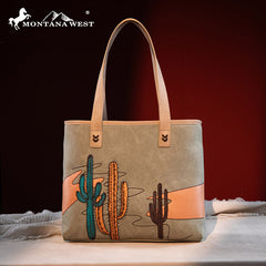 Montana West Cactus Embroidered Tote Bag Set