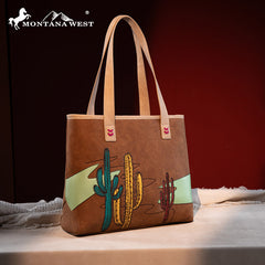 Montana West Cactus Embroidered Tote Bag Set