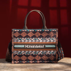 Montana West Boho Aztec Dual Sided Print Concealed Carry Canvas Tote/Crossbody Bag - Cowgirl Wear