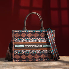 Montana West Boho Aztec Dual Sided Print Concealed Carry Canvas Tote/Crossbody Bag - Cowgirl Wear