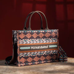 Montana West Boho Aztec Dual Sided Print Concealed Carry Canvas Tote/Crossbody Bag - Cowgirl Wear