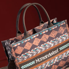 Montana West Boho Aztec Dual Sided Print Concealed Carry Canvas Tote/Crossbody Bag - Cowgirl Wear