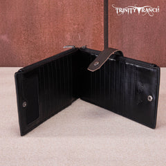 Trinity Ranch Genuine Hair-On Cowhide Tooled Bi-Fold Wallet/Card