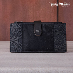 Trinity Ranch Genuine Hair-On Cowhide Tooled Bi-Fold Wallet/Card