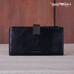 Trinity Ranch Genuine Hair-On Cowhide Tooled Bi-Fold Wallet/Card