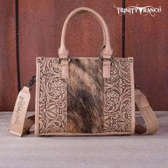 Trinity Ranch Hair On Cowhide Tooling Concealed Carry Tote/Crossbody