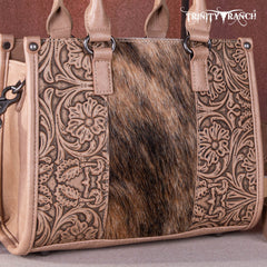 Trinity Ranch Hair On Cowhide Tooling Concealed Carry Tote/Crossbody