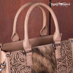 Trinity Ranch Hair On Cowhide Tooling Concealed Carry Tote/Crossbody