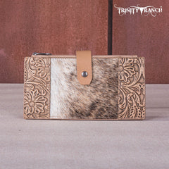 Trinity Ranch Genuine Hair-On Cowhide Tooled Bi-Fold Wallet/Card