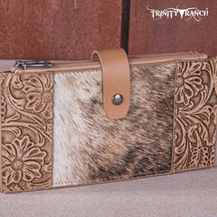 Trinity Ranch Genuine Hair-On Cowhide Tooled Bi-Fold Wallet/Card