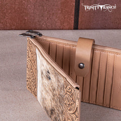 Trinity Ranch Genuine Hair-On Cowhide Tooled Bi-Fold Wallet/Card