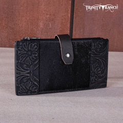 Trinity Ranch Genuine Hair-On Cowhide Tooled Bi-Fold Wallet/Card